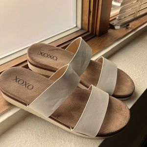 XOXO White slide sandals